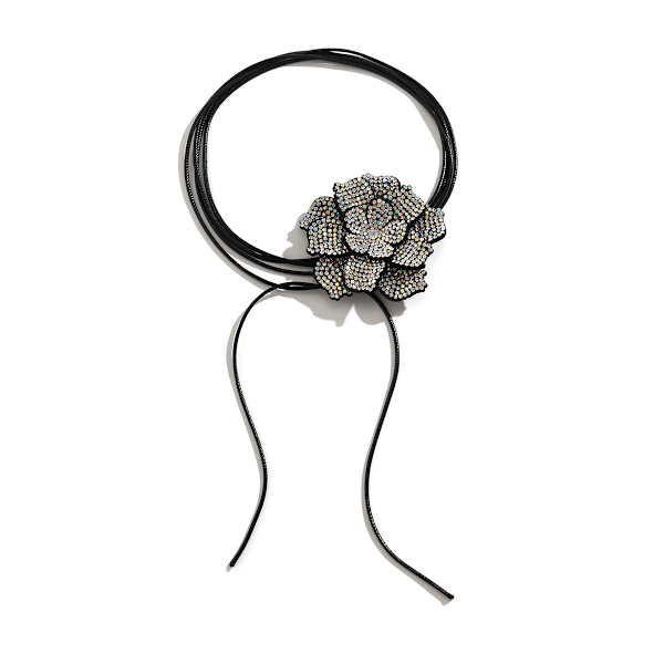Stort Blomster Halsband Halsband Rhinestone Blomster Halsband Vintage Tie Flora