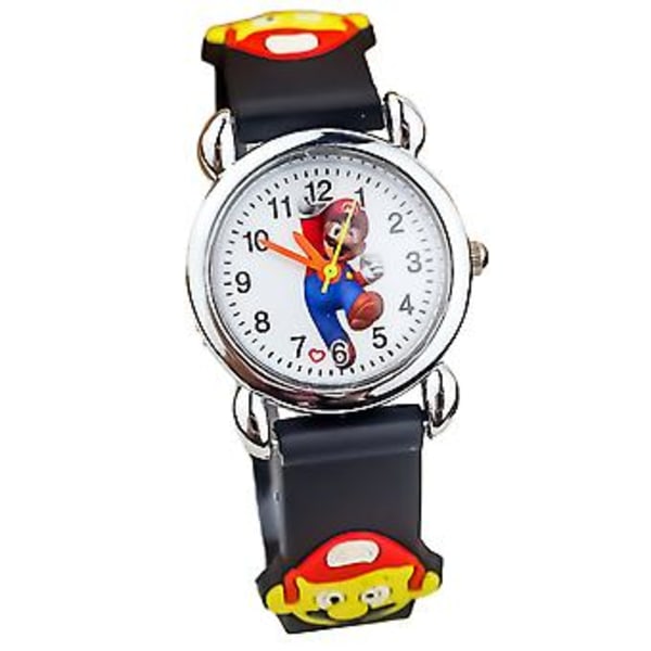 Super Mario Armbåndsur Analog Kvarts Ur Drenge Piger Unisex Børn Nytårsgave Strømpe (Sort)