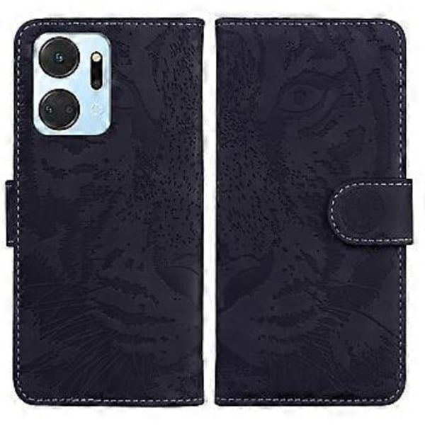 For Honor X7a 5G Stand Wallet Cover Tiger Mønster Præget PU Læder Flip Telefon Cover (Style A)