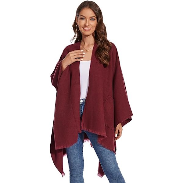 Elegant Sjal med Öppen Framkant, Mjuk Poncho för Kvinnor, Lämplig för Vår, Höst och Vinter
