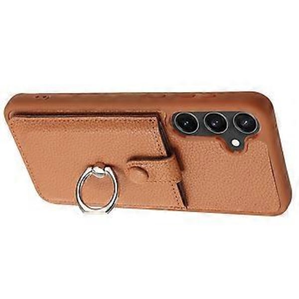 Samsung Galaxy A55 5G -kotelo, korttipaikat, nahkainen takakansi ja rengasteline (tyyli B)