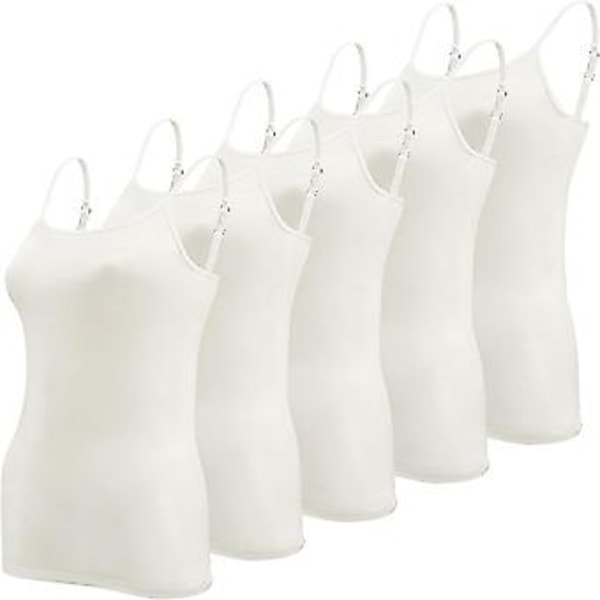 5 stk Basic Camisole Justerbar Camisole Spaghettistropp Tanktopp for Kvinner og Jenter (stor