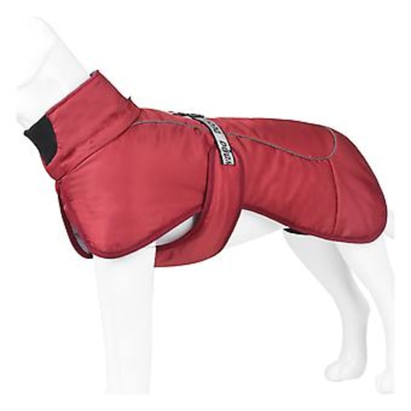 Hunde Udendørs Vinterjakke Vindtæt Krave Bomuld Inderjakke Til Mellemstore Og Store Hunde (XL Vinrød)