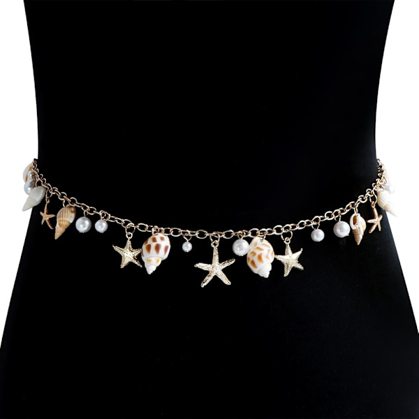 Seashell Starfish Chains Waist för kvinnor Boho Conch Body Chains Pearl Starfish Vattentäta Chains Waist Sommar Strand Body