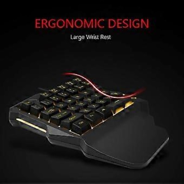 Mekaniskt Känsla Enhands Gaming Tangentbord, Multimediatangenter Med Regnbågsbokstäver, Portabelt Mini Gaming Keypad Perfekt För Professionella