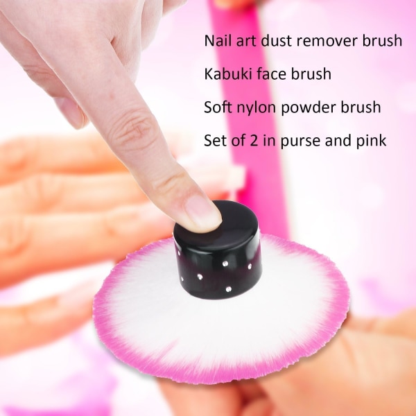 2 delar färgglada mjuka Kabuki-borstar Pulverborste Nail Art Dust