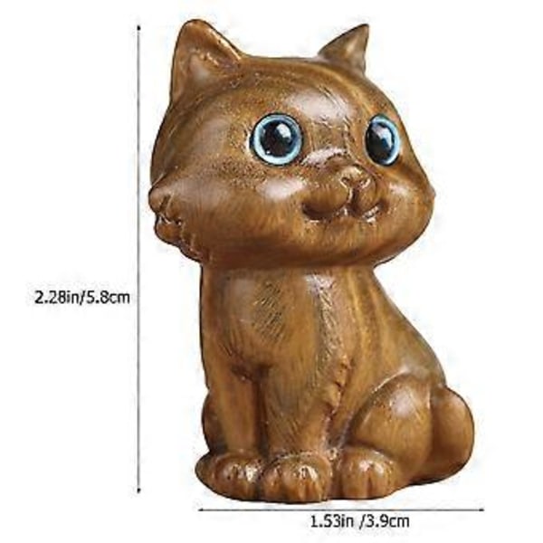 Træ Kat Figur Skulptur Statue Træ Killing Dyre Statue Skrivebords Ornament