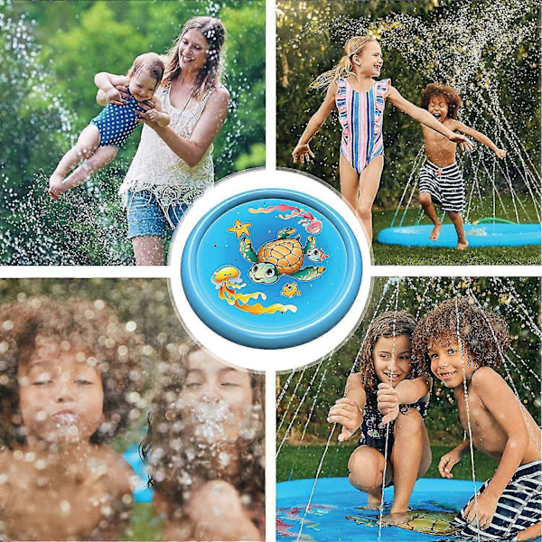 (68\") Splash Pad Sprinkler Barnpool Vattenleksaker, Uppblåsbar Utomhuspool för Barn