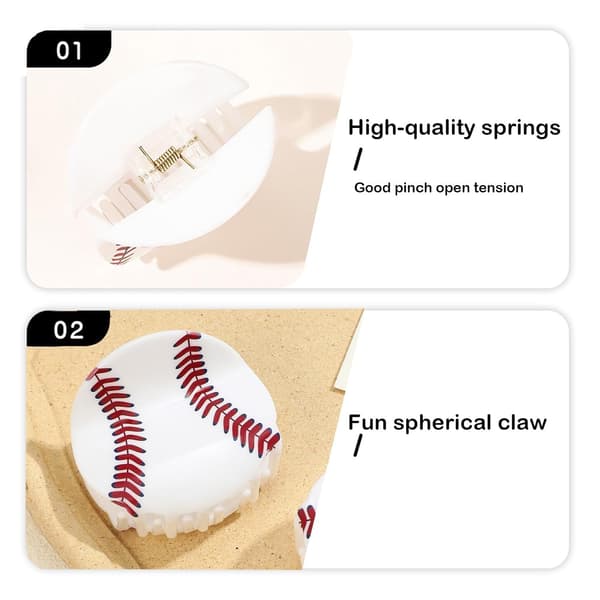 2 stk. Baseball hårklemme til kvinder i medium størrelse