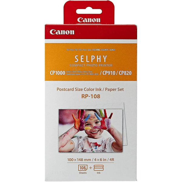 108 2 High Capacity Color Ink Cartridge And 108 Sheets 4 X 6 Paper For Selphy Cp910 Cp1300, Cp1200