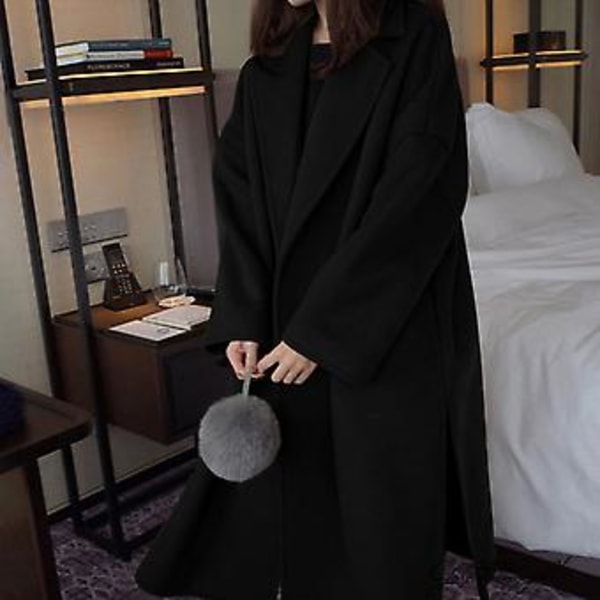 Vinter- og høstjakke for kvinner, koreansk versjon, oversized, varm jakke for daglig bruk på kontoret (2XL svart)