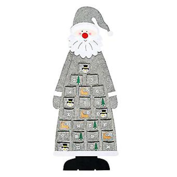 Stor Filt Julepynt Hjemmedekoration Julemand Adventskalender Lommer (Grå)