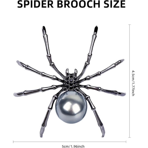 Viktorian tyylinen helmiäisrunko ja Micro Pave Spider Brossi Pins Silver Tone Goth Asusteet Pins reppuille