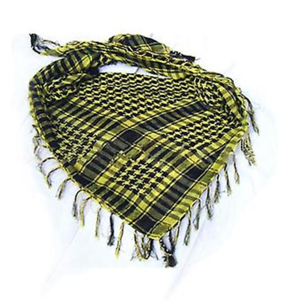 Unisex Houndstooth Arab Taktisk Ökenarmé Shemagh Keffiyeh Fransar Halsduk Wrap Scarves (Gul)