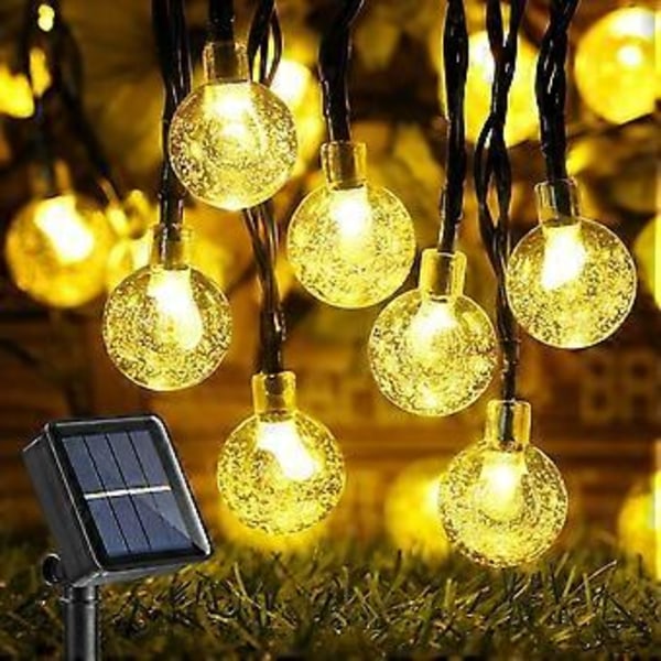 Solar Ljusslinga Auen, 50 LED Kristallkulor 7 Meter Solar Koppartråd Ljusslinga, 8 Lägen Vattentät Solarljusslinga Utomhus för Trädgård, Träd,