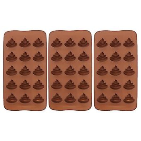 3 stk. 15 Rum Sjove Lorte Slikforme Silikone Bageforme Afføring Isterning Slik Dessert Geléform