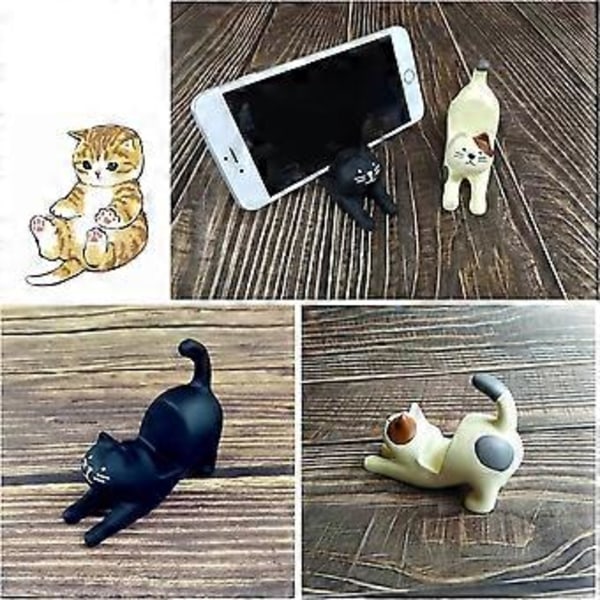 Kattformad Smartphonehållare Mobiltelefonhållare Skrivbord Universal Telefonhållare Skrivbordsdekoration med Sött Kattmönster Intressanta Kreativa Gåvor till Vänner