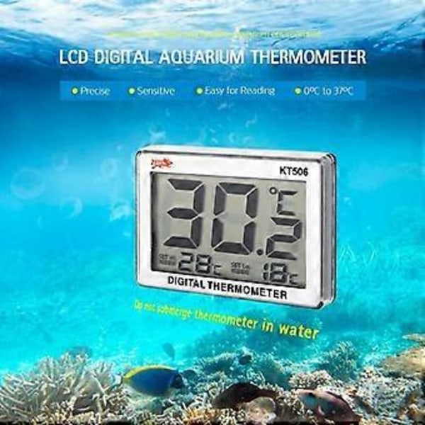 Digitalt LCD akvarietermometer vandtermometer 0 - 37 KT506 Sendes uden batteri LJO8ECDJ
