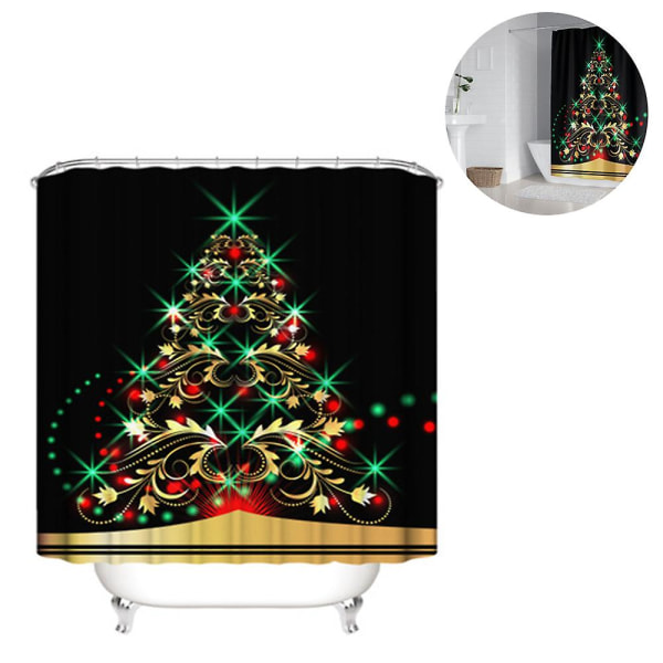 Christmas Shower Curtain Set For Bathroom With 12 Hooks, Decorative Snowman Bath Curtain Waterproof Polyester Shower
