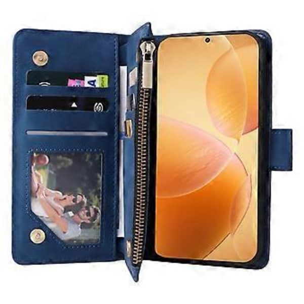 Til Xiaomi 14T Pro Etui Lynlås Pung Flere Kortpladser Læder Telefon Cover (Style E)
