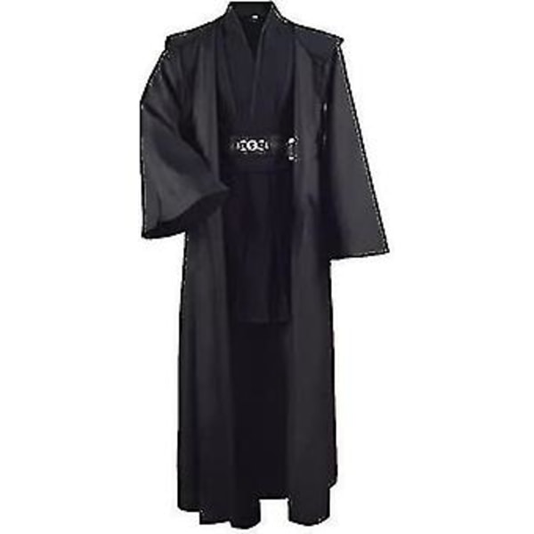 Vuxen Tunika Kostym För Jedi Outfit Skywalker Halloween Cosplay Kostym Huvad Robe Kappa Full Set Uniform Tre Versioner E (Stor Svart)