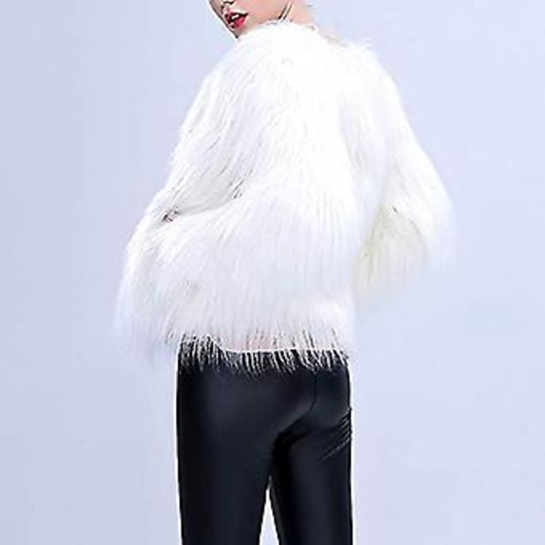 LED Pälsjacka Regnbåge Glittrande Ljusjacka Vit Päls Rave Kostym Lysande Ytterkläder För Födelsedagsfest Fancy Cosplay Fest Vit Storlek L(XL)