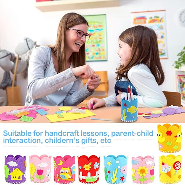 Sykit för barn, 8 delar Barntecknad DIY-kit Craft Pen Hol