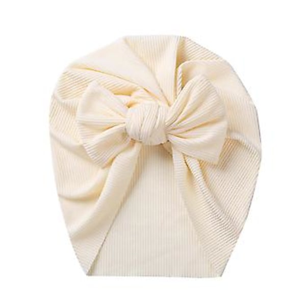 Bueknute Turbanhatt for Baby Nyfødt Super Elastisk Hudvennlig Fotorekvisitter Høy Kvalitet (Beige)