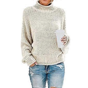 Dame Turtleneck Batwing Erme Oversized Genser S Hvit(M Hvit)