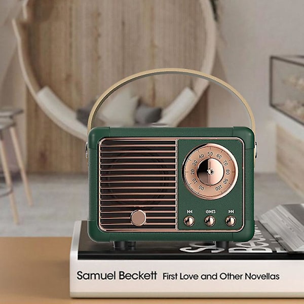 Retro Bluetooth-högtalare i gammaldags klassisk stil med stark basförstärkning, hög volym, trådlös Bluetooth-anslutning, grön
