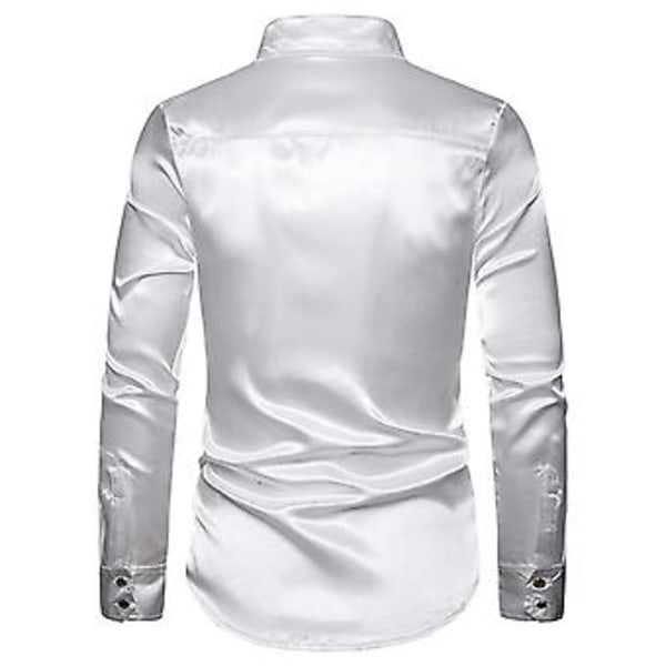 Miesten Sekvenssit Slim Fit Napit-Alas-Paidat Juhliin Pitkähihainen Pukeutumispaita Rento Yläosa (L Valkoinen)