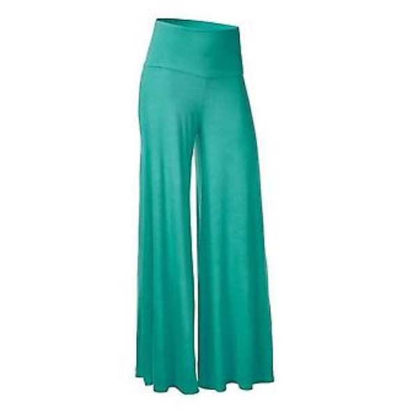 Store størrelser Dame Solid Høy Elastisk Midje Casual Sommer Fit & Flare Bukser (3XL Grønn)