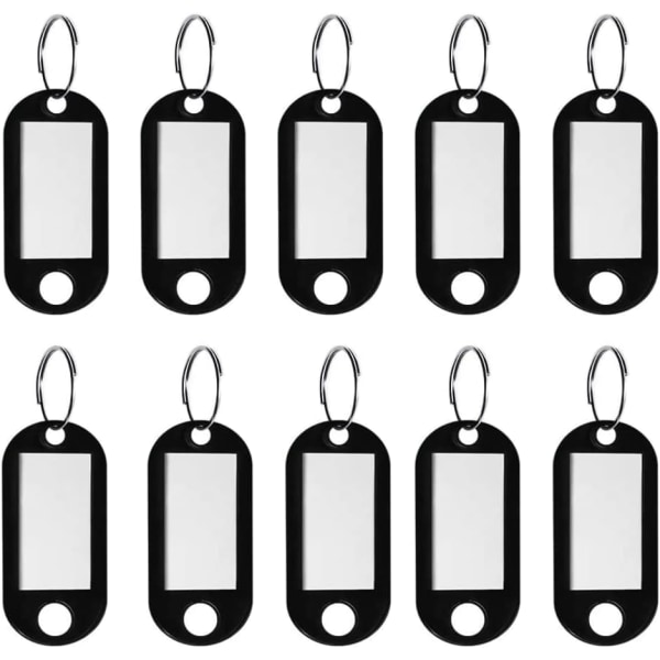 10 (svart) Taggar med nyckelring, färgnyckelring, plast ID T