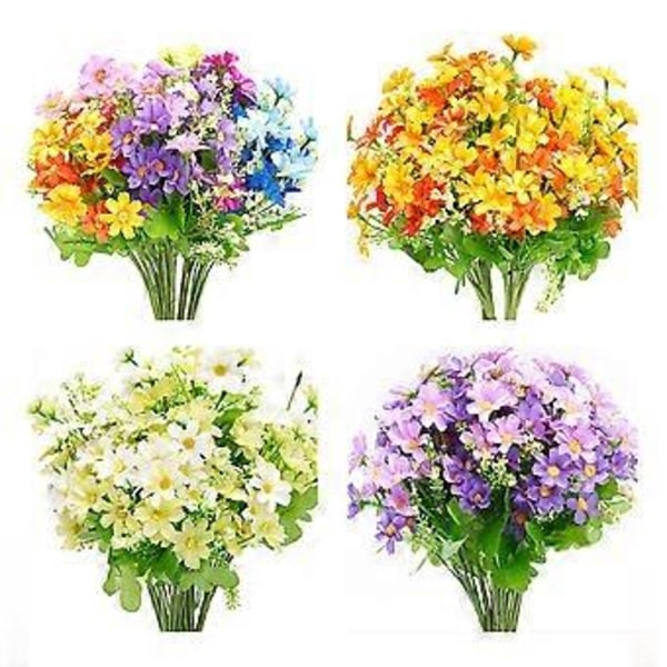 Tidlösa Konstgjorda Tusenskönor, Livslikt Utseende Inget Underhåll Plastblommor för Inomhus- och Utomhusdekorationer, UV-beständig Evig Skönhet