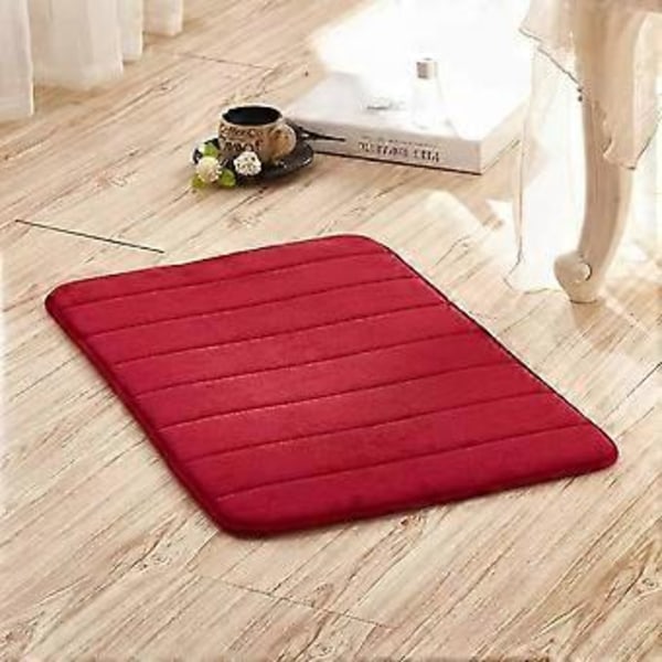 Badrumsmattor Halkfria Duschmattor Absorberande Liten Matta Dörrmatta Inomhus Köksmattor (50*80CM Vinröd)