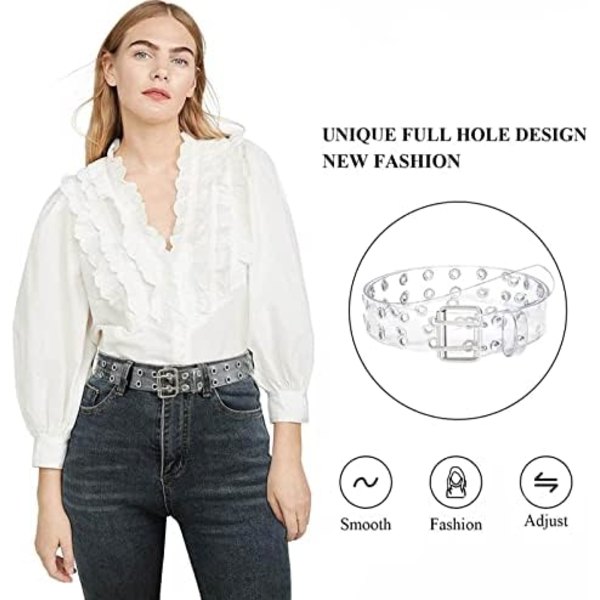 Fashion PVC Bred Transparent Klar Jelly Bælte med Fancy Spænde til Kvinder og Piger