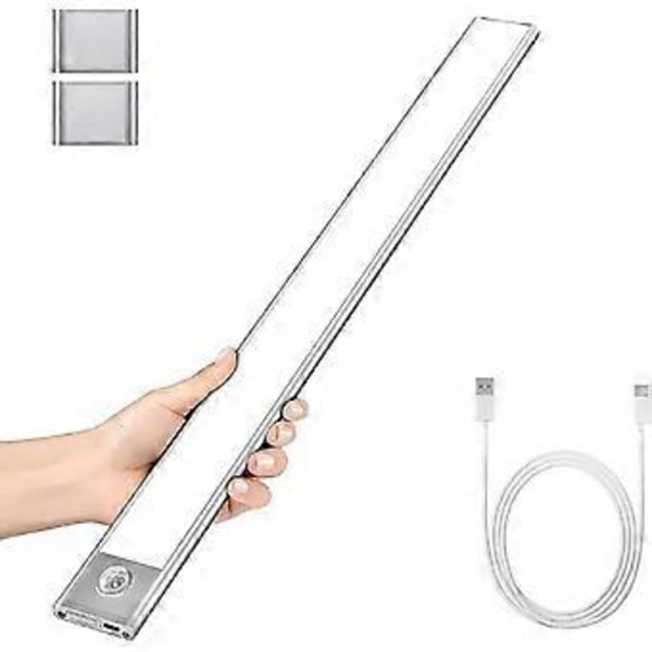 LED-skåplampa, Portabel Automatisk Skåplampa, Rörelsedetekteringslampa, Magnetiska LED-lister för Trådlös USB-laddning, Lämplig För