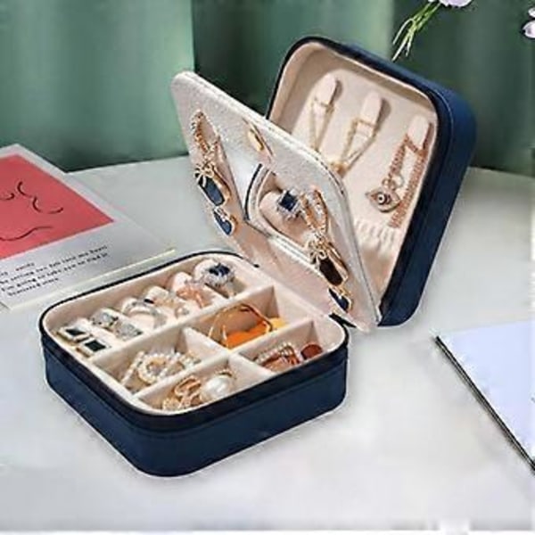 Opgraderet Spejl Smykkeboks Organizer Smykker Display Case Candy Farve Klassisk Rejse Opbevaring PU Læder Øreringe Organizer (C11)