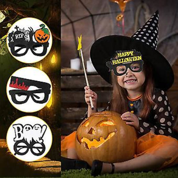 12 stk Halloween Briller Barn Voksen Fotorekvisitter Morsomme Brilleramme Gresskar Glad Spøkelse Festival Halloweenfest