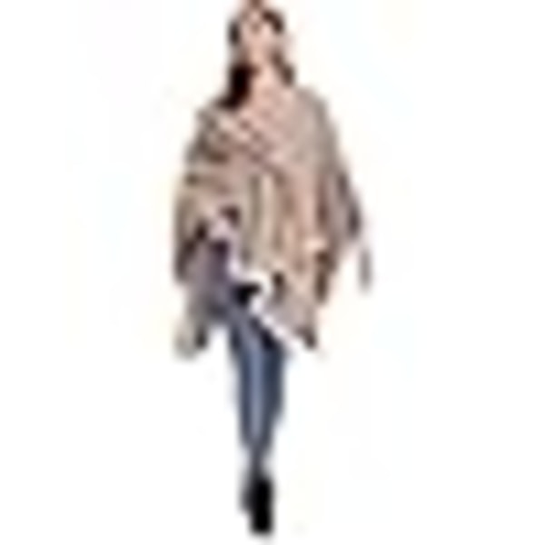 Poncho Dame Vinter Varmt Elegant Poncho Teppe Poncho Kappe Strikket Poncho Frakk Vinter Poncho Sjal Kvinne Gave til Bursdag Jul