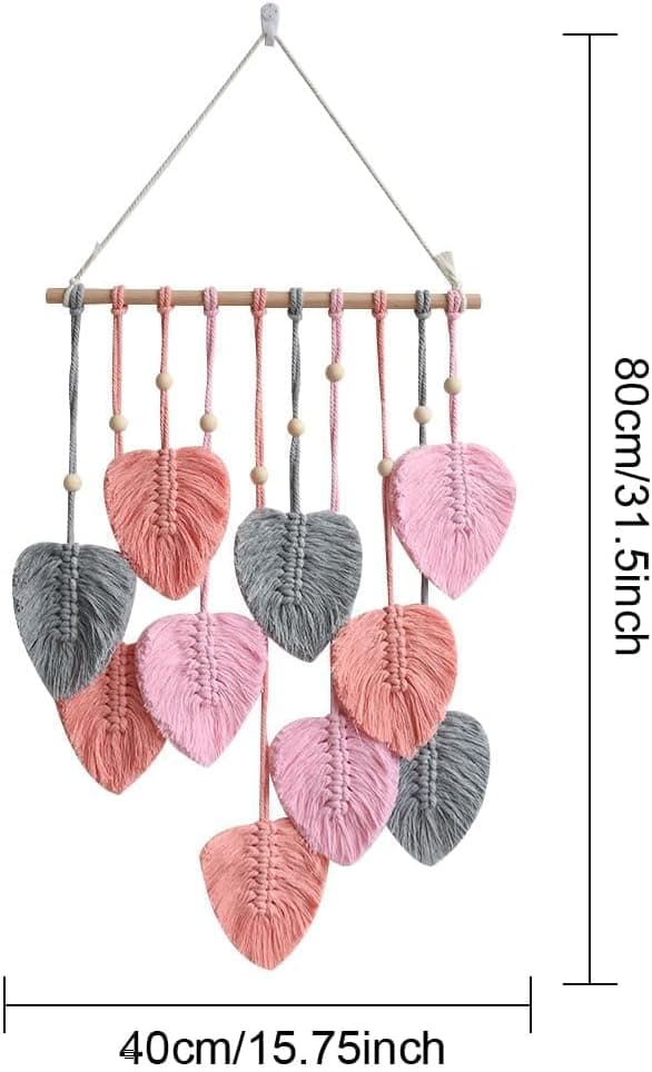 1 st Macrame väggbonad med vävd bohemisk löv