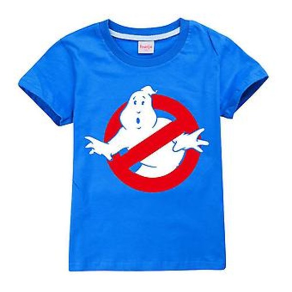 Ghostbusters T-shirt för barn 5-12 år, pojkar och flickor, tryckt, kortärmad, sommar, casual, topp, T-shirt, present (9-10 år, mörkblå)