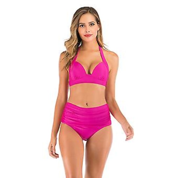 Flickors badkläder split  dammode sexig samlad byst  bikini badkläder L Roseröd