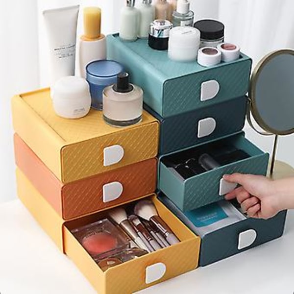 Stationær Opbevaringsboks Kosmetik Makeup Artefakt Organizer Opbevaringskabinet (Mørkeblå)