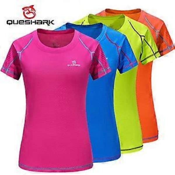 Queshark Dam Snabbtorkande Kortärmad Sport Löpar T-shirt Andningsbar Slim Fit Toppar Yoga T-shirts Tränings T-shirts Fitness Gym Träningsskjortor (2XL beige)