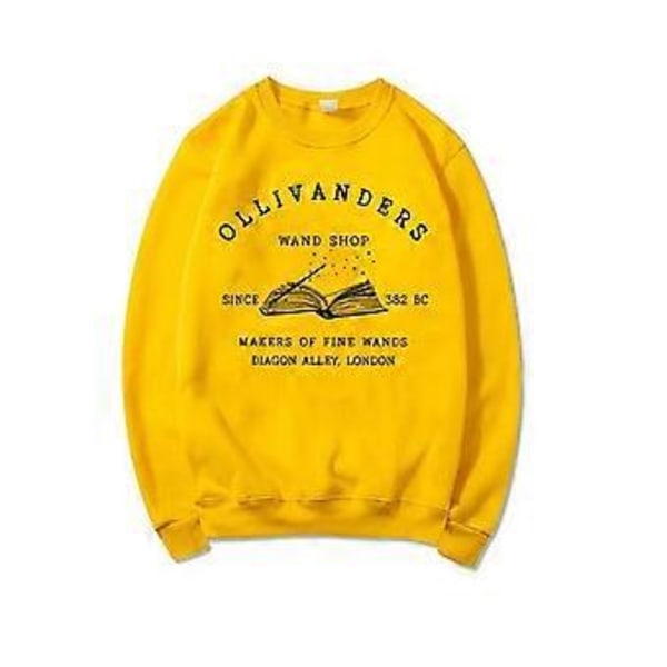 Wizard Book Shop Sweatshirt HP Sweater Magisk Troldmand Hættetrøjer Kvinder Langærmet Sweatshirts Bog Nerd Pullover Fans Gave Hættetrøje (M gul)