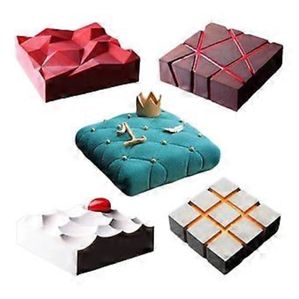 3D Firkantet Moussekakeform, Varmebestandig, Matvaregodkjent Silikon, Perfekt for Baking av Elegante Kaker, Lett å Løsne, Nonstick, 19,5 cm x 18,5 cm x 6 cm