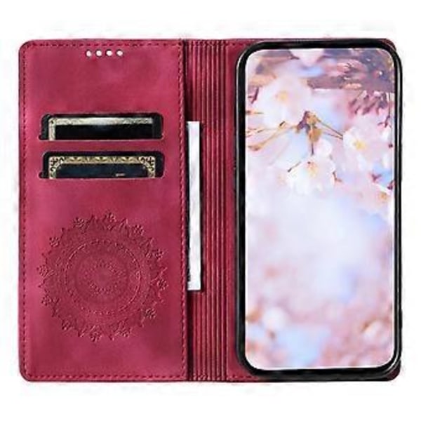 För Xiaomi Redmi Note 13 5G Läderfodral Med Mandala-tryck Plånboks Telefonfodral (Rosa)