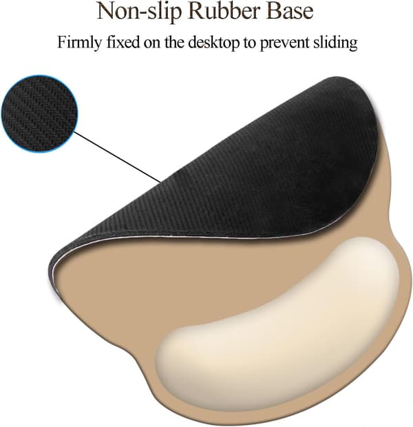 (Beige skum) Håndleddsstøtte Musematte, Ergonomisk minneskum musematte 9x10in Sklisikker gummibase Smertelindrende musematte
