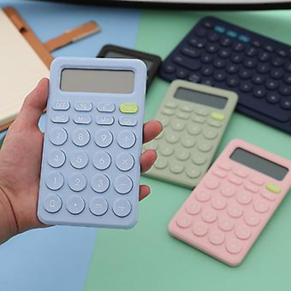 Söt Färgad Kalkylator Automatisk Sömn Lättläst Kalkylator För Skolstudenter Pojkar Flickor (Himmelsblå)